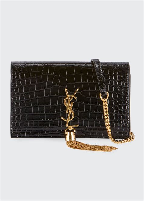 kate monogram ysl tassel croc wallet on chain bag|kate medium YSL wallet.